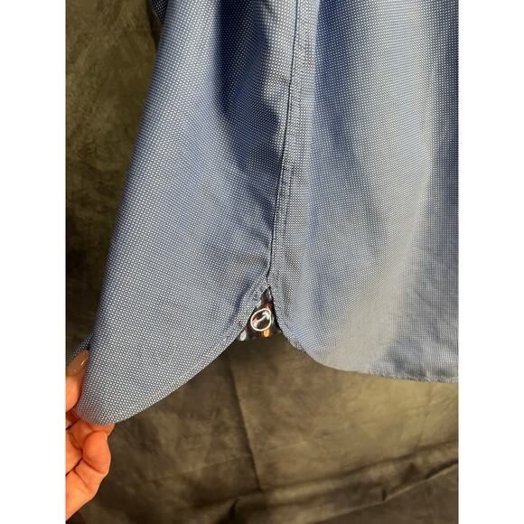 Hammer Made Men’s Dress Shirt 44 Blue Micro-Check Pattern Modern Fit - Picture 4 of 7